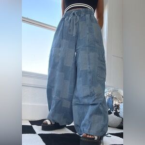 Everyday Chic Boutique Demi Denim Patchwork Wide Leg Pants Women’s size XL